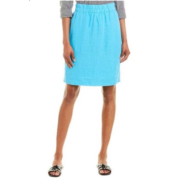 J. Crew Pull-On Elastic Waist 100% Linen Lightweight Summer Skirt Blue Small - Picture 1 of 10